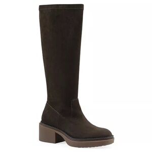White Mountain Dark Brown Suede Knee-High Block Heel Boots
